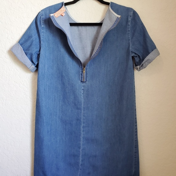 FREE HEART CHAMBRAY DENIM jean MINI DRESS SZ SM - Picture 4 of 5